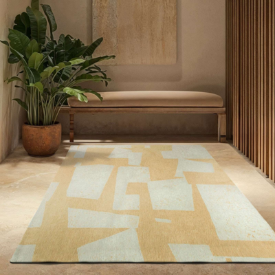 Skip modern design vloerkleed met geel en beige geometrisch patroon