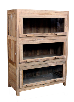 Bibliotheek kast George teak 3 delen naturel