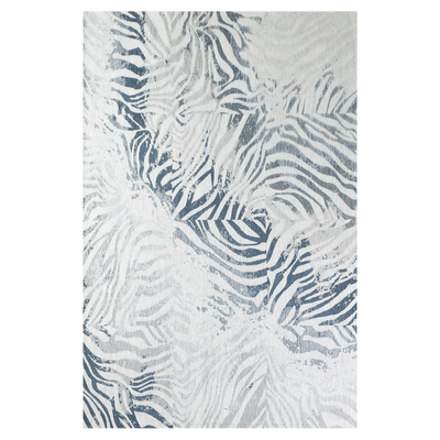 Vloerkleed Zebra met zebramotief in blauwe kleuren met verouderde texturen