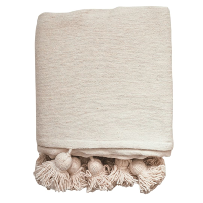 MÔMÉ plaid Pom Pom creme