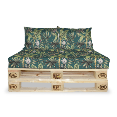 Palletkussen set monkey apen met palmbomen