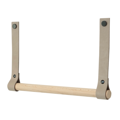 Leren keukenrolhouder (roldrager: rondhout)