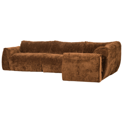 Baggy hoekbank rechts 3d chenille donkerbruin