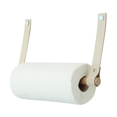 Leren keukenrolhouder (roldrager: rondhout)