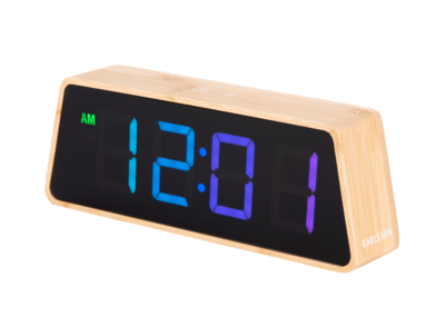Wekker Changing Colour LED bruin bamboe