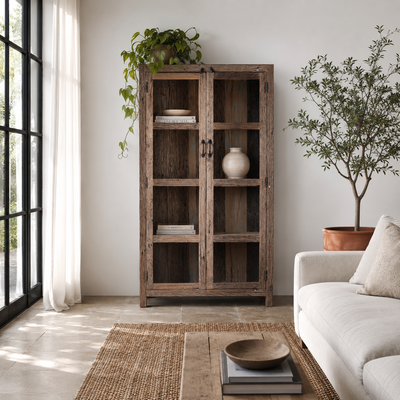 Aarush - Vitrinekast van Gerecycled Hout met Glas