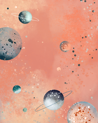Poster Planets Pink by Goed Blauw
