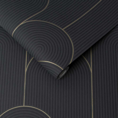 Graham &amp; Brown  vliesbehang  Lancet Black &amp; Gold