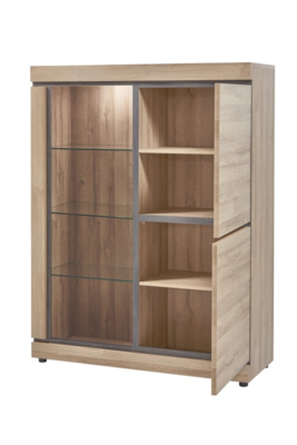 Wandkast Talenso - Met vitrine en verlichting