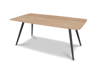 They &amp; Me eettafel Joy – bootsvorm – eiken rustiek bianco olie – onderstel TM100 antraciet