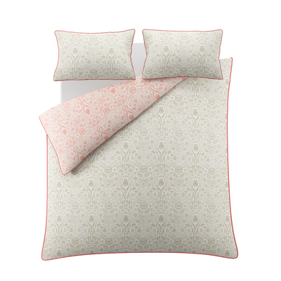 Dekbedovertrek Ashstead damask natural coral 
