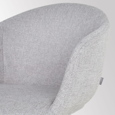 Draaibare eetkamerstoel Nola-Otis gestoffeerd - wit onderstel - met armleuningen