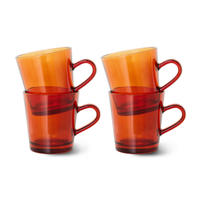 HKliving mok 70's Glassware - Amber brown (set van 4)