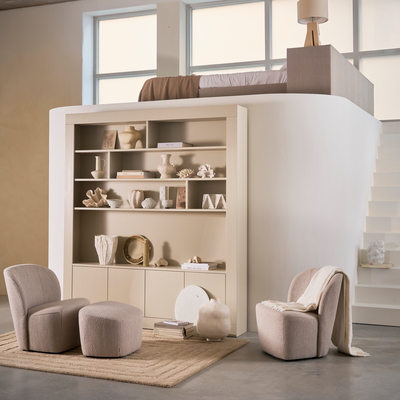 Lofty hocker boucle staalgrijs