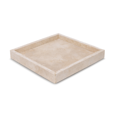 Travertine dienblad met rand 30x30cm - crème
