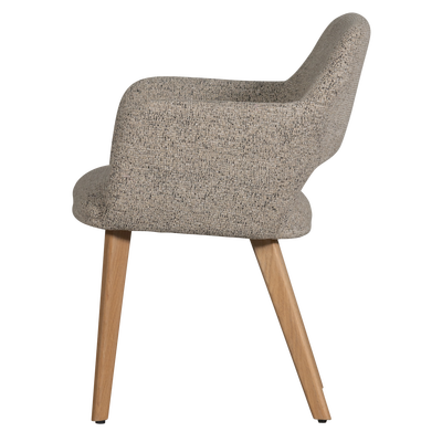 Murat eetkamerstoel taupe met houten poot naturel