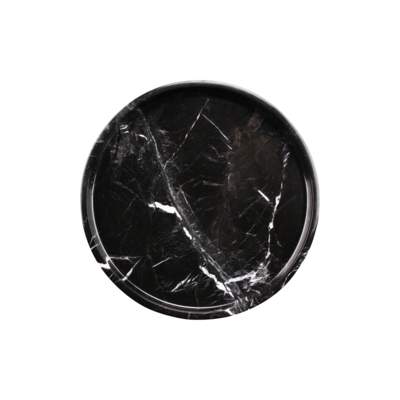 Marmer dienblad rond met rand - zwart