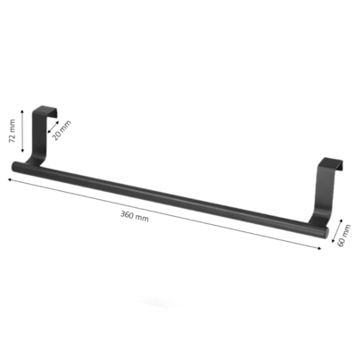 Keuken handdoekstang VALI - 36cm ZWART - Voor 1 handdoekje