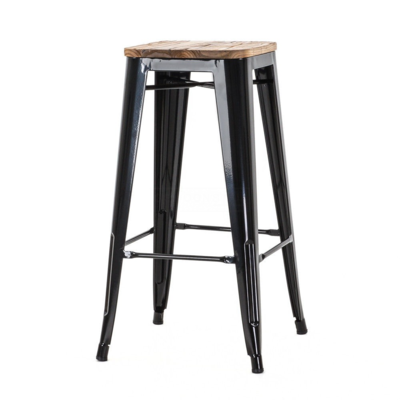 Metalen barkruk Café met houten zitting (zithoogte 77 cm)