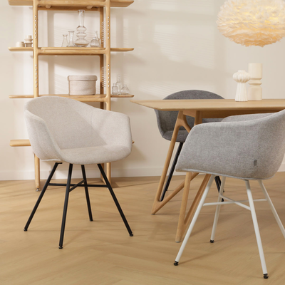 Eetkamerstoel Noa-Otis wit onderstel met armleuningen