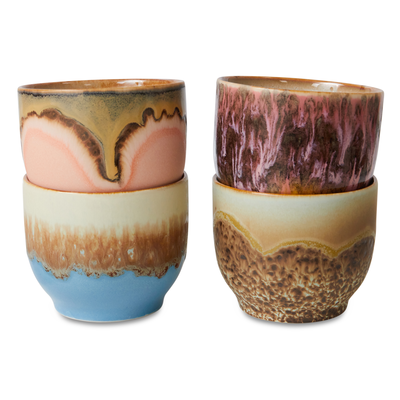 HKliving Servies 70s ceramics café cups lagoon - set van 4