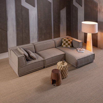 Manu chaise longue bank rechts velvet bruin [fsc]