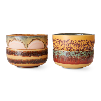 HKliving Servies 70s ceramics dessert bowls harbour - set van 4