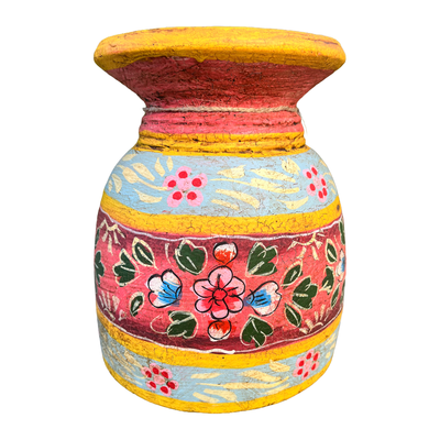 Oude houten pot Handbeschilderd L