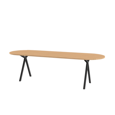 Studio HENK tafel Slim X-type Plat ovaal - zwart frame, hardwax light 3041