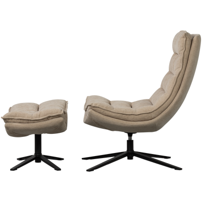 Kube draaifauteuil met hocker bruin