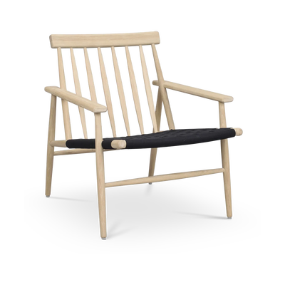Fauteuil Canwood houten whitewash - zwarte zitting