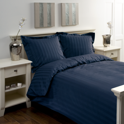 Dekbedovertrek Papillon Uni satijnstreep Navy