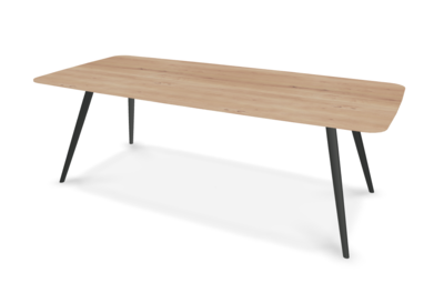 They &amp; Me eettafel Joy – bootsvorm – eiken rustiek bianco olie – onderstel TM100 antraciet