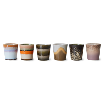 HKliving koffiemok 70's Ceramics - Elements - set van 6