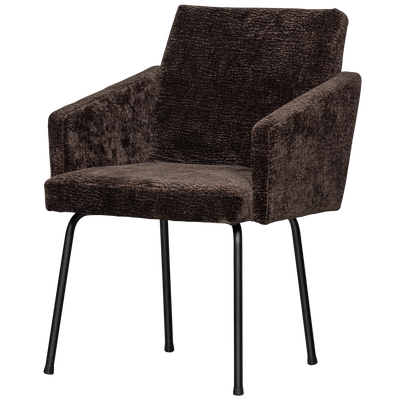Mount eetkamerstoel met armleuning 3d chenille middenbruin