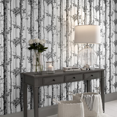 Graham &amp; Brown  vliesbehang  Albero  Zwart/Wit