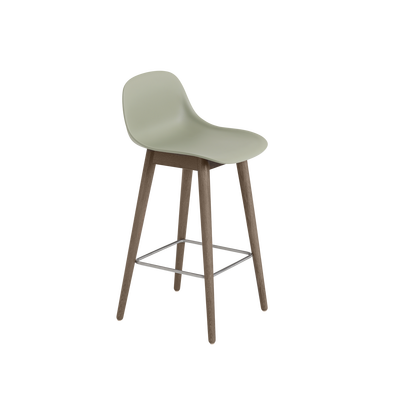 Muuto barkruk met rugleuning Fiber Counter Stool Wood Base
