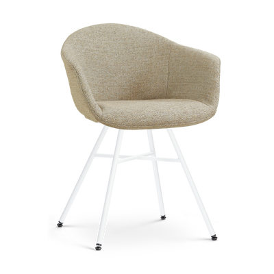 Eetkamerstoel Noa-Otis wit onderstel met armleuningen