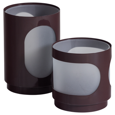 Tavo windlichten metaal/glas bruin - set van 2