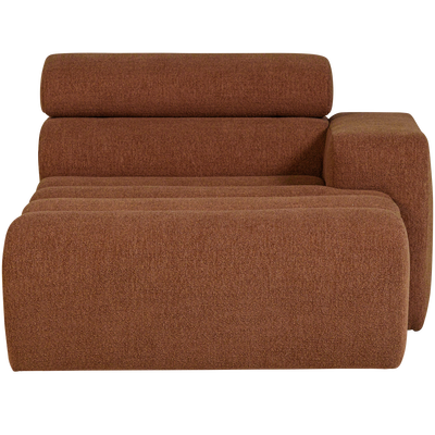 Novi chaise longue element arm rechts boucle karamelbruin