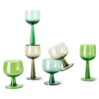 HKliving wijnglas the Emeralds hoog (set van 4)