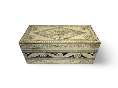 Kist bone inlay wit/zwart