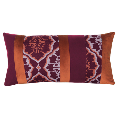 Kussen jacquard streep wine brick