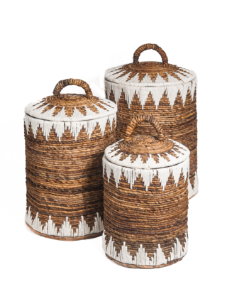 Mand Sekitar naturel/wit van waterhyacint