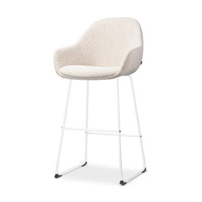 Barkruk Nino-Mae met armleuningen - wit onderstel 75 cm