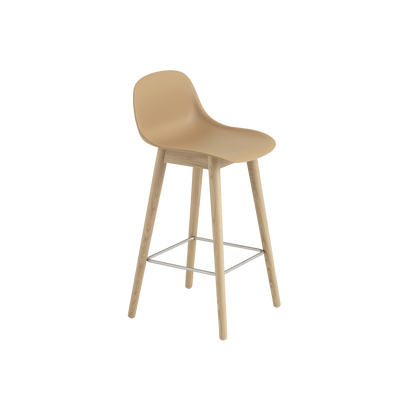 Muuto barkruk met rugleuning Fiber Counter Stool Wood Base