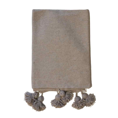 MÔMÉ plaid Pom Pom taupe
