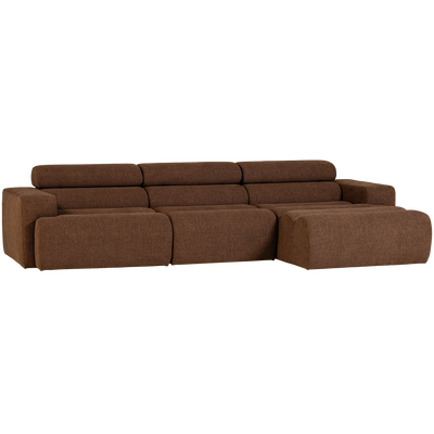 Novi chaise longue bank rechts donkerbruin melange