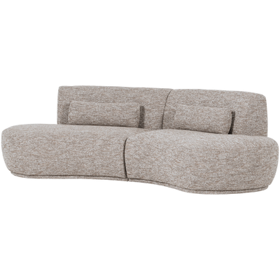 Batavier half ronde bank 4-zits velvet lichtbruin melange