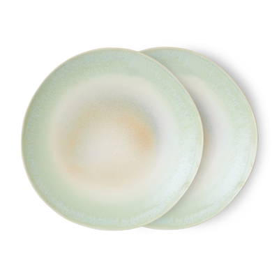 HKliving Servies 70s ceramics dinner plates palms - set van 2